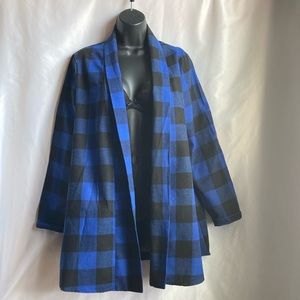 No Brand Buffalo Plaid Open Front Long Sleeves Cardigan Size Medium